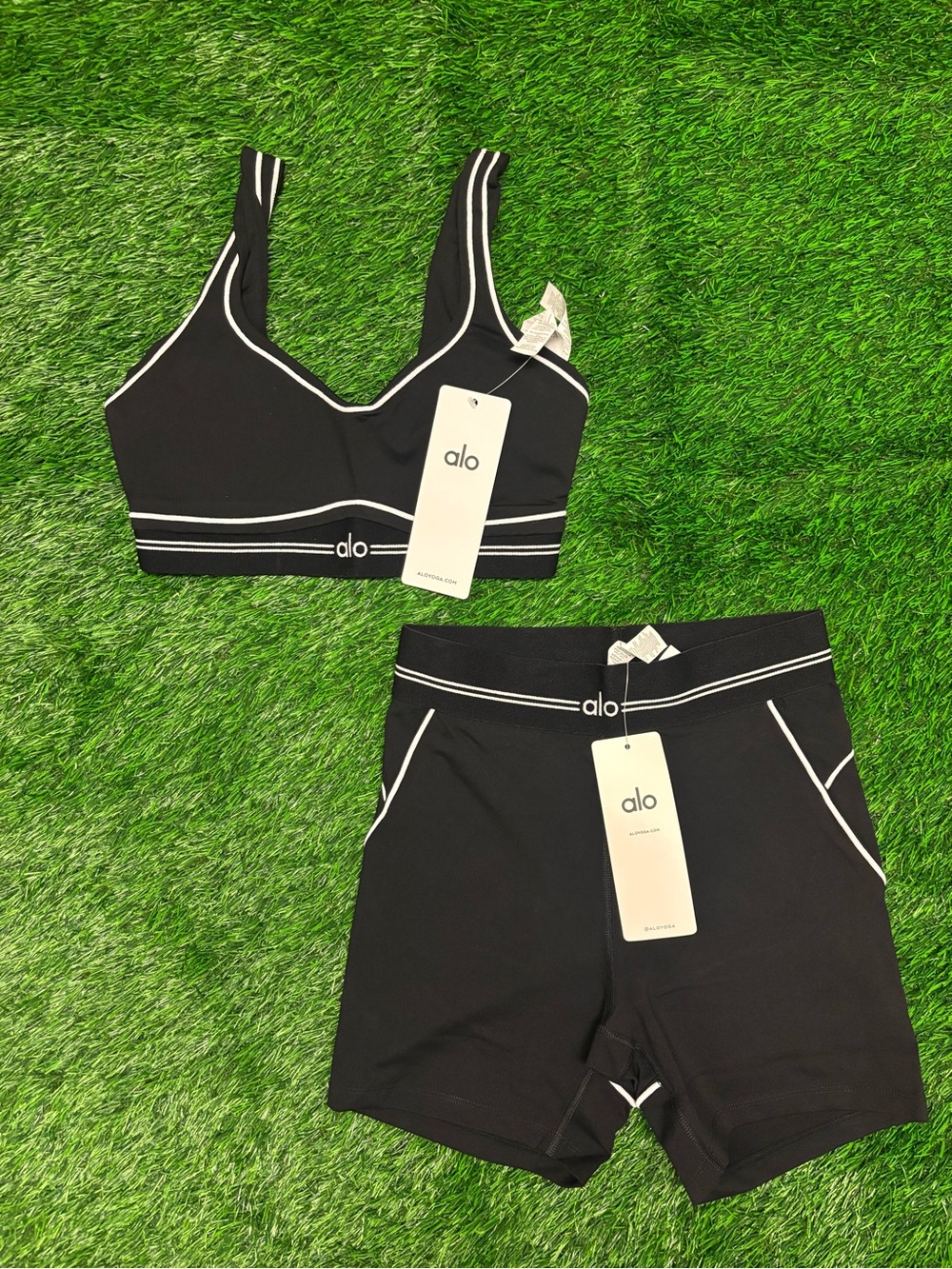 Alo Black Bra + Shorts Set